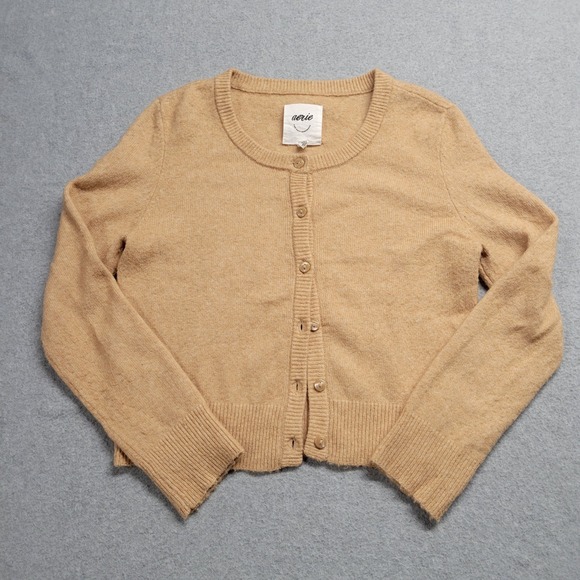 aerie Sweaters - Aerie Wool Alpaca‎ Cardigan Sweater Women's Small Tan Beige Brown Front-Button